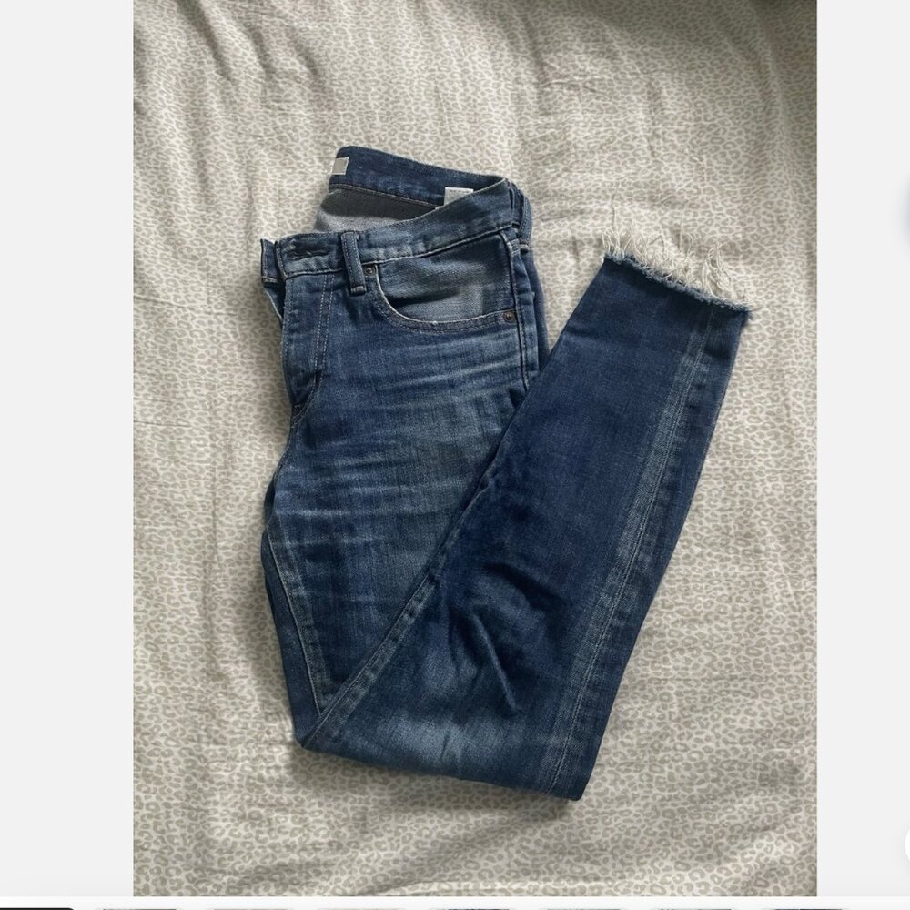 Moussy Vintage Womens Raw Finish Skinny Leg Jeans Blue Cotton Size 25x 27